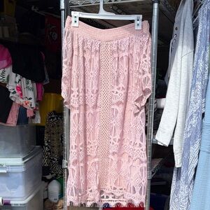 Elegant Pink Lace Dress, off the shoulder, mint condition